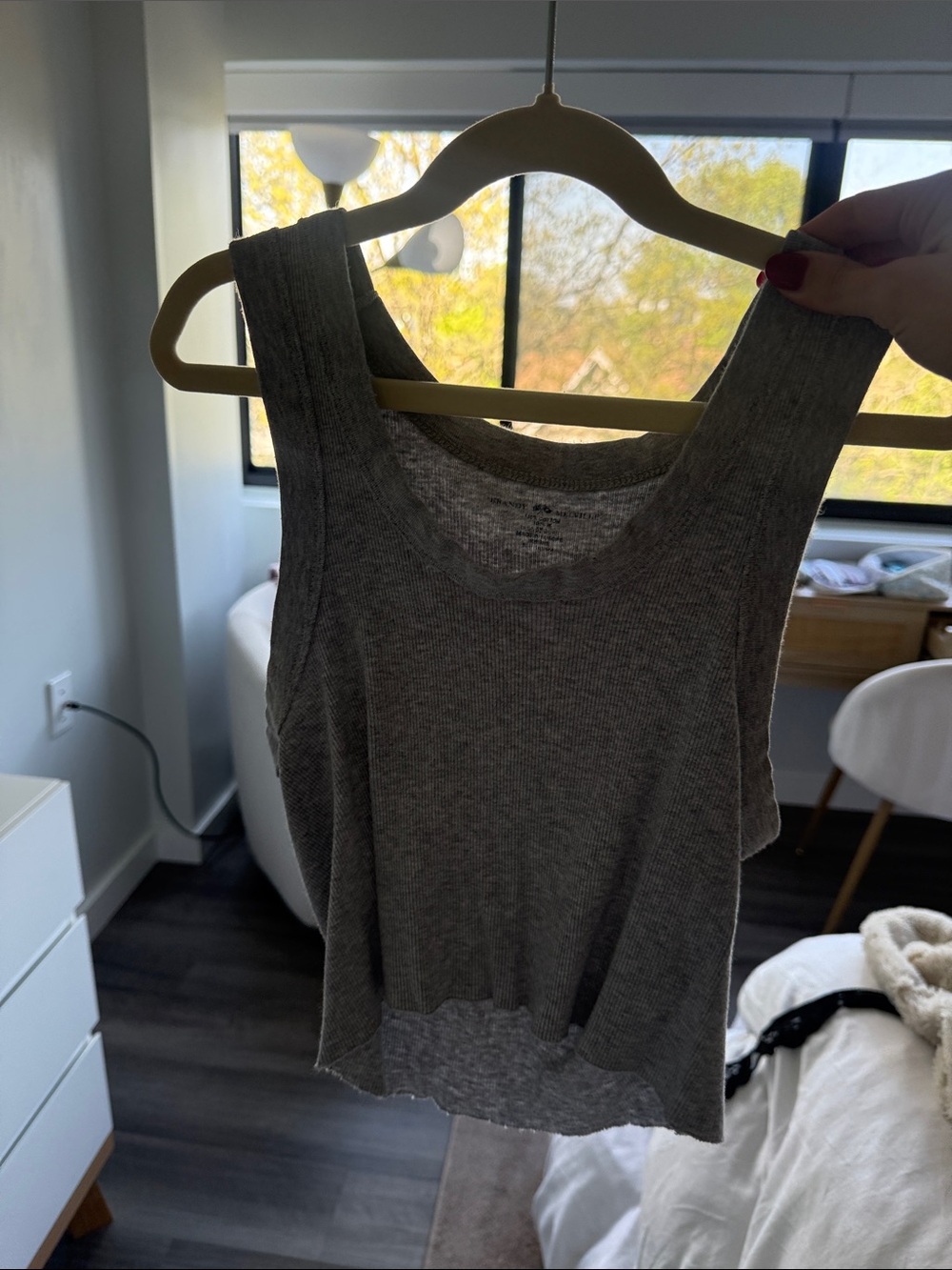 Brandy Melville Gray Ribbed Crop Tank